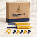 Launch Pad Starter Kit box with cardboard saw, bolt driver, hole punch and reusable bolts